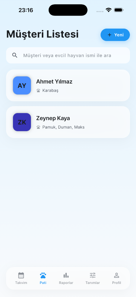 Müşteri Listesi Ekranı