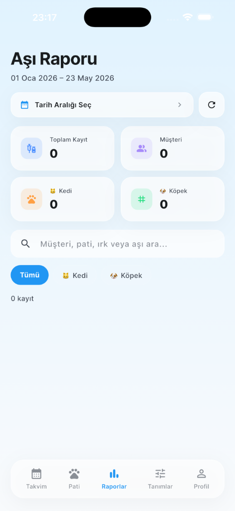 Aşı Raporu Ekranı